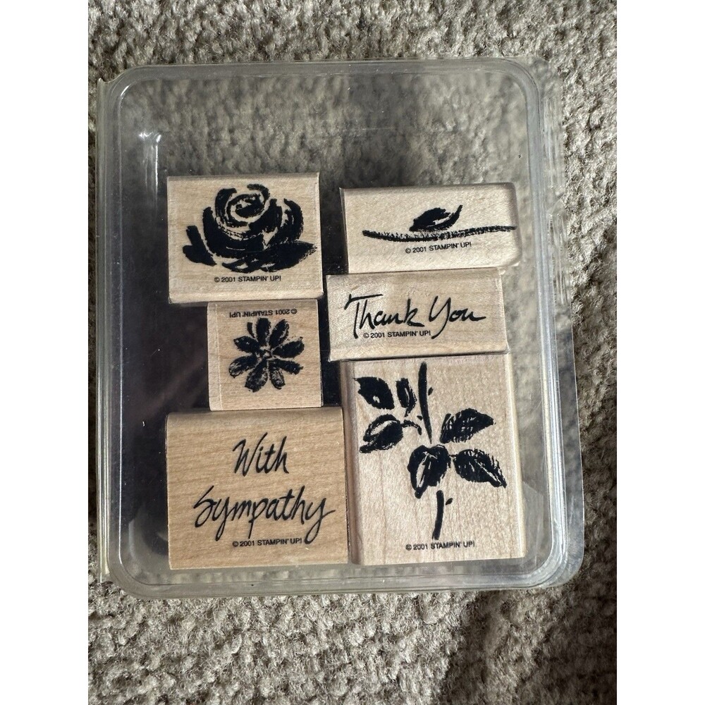 STAMPIN UP JUST FOR YOU WATERCOLOR WISHES RUBBER MOUNT STAMPS THANK YOU FLORAL